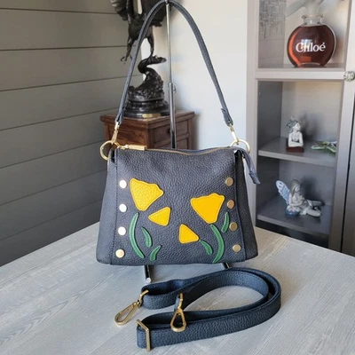 Hammitt Bryant Medium Crossbody Bag Poppy Skies Brushed Gold Hardware Pre-Owned - Image 1 of 4