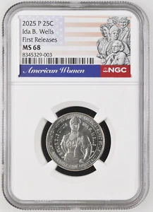 2025 P Ida B Wells Womens Quarter NGC MS 68 First Releases 8345329-003 - Picture 1 of 2