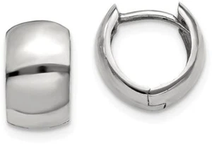 7mm 14K White Gold Hinged Hoop Earrings TM616 - Picture 1 of 4