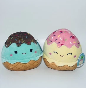 Squishmallows Clara und Maya Eistüte Set gelb 8 Zoll Plüsch Kellytoy Neu Neu mit Etikett - Bild 1 von 5