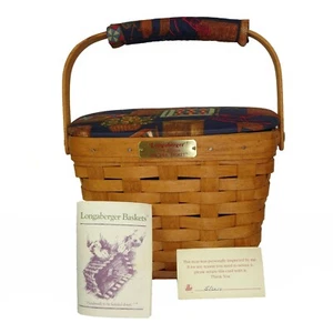 Longaberger 1994 Dresden Tour Basket 15601 Covered Lid and Handle - 3 Signatures - Picture 1 of 12