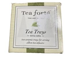 Tea Forte  Terra Cotta Ceramic Tea Trays For Silken Tea Infusers Set/2