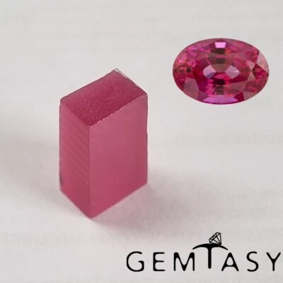 Rough stone for faceting - Sapphire Pink Padparadscha (Pulled) lab grown 27-29ct - Image 1 of 4