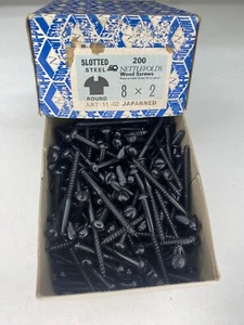 Box Black Round Screws 2" x 8 Nettlefolds GKN Japanned Slotted Full Box 200 - Picture 1 of 24