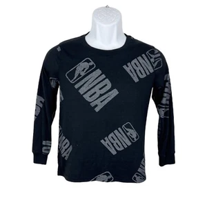 NBA Sweater Youth Medium Black Pullover Crew Neck Lightweight Logo Basketball - Picture 1 of 12