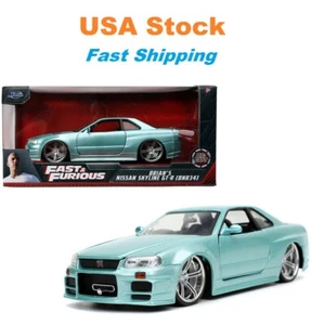 Fast And Furious Brian's Nissan Skyline GT-R (BNR34) JADA Diecast Car 8" 1:24 - Picture 1 of 11