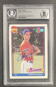 Chipper Jones 1991 Topps Signed Baseball Rookie Card #333 Auto Beckett - Picture 1 of 2