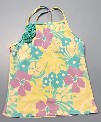 Lands' End Girls Kids Sz 8 Bathing Swim Suit Top Tankini Tropical Floral 2752 - Image 1 of 4