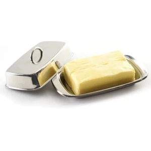 Norpro New Stainless Steel Butter Dish Set Serving Tray 7.5"L X 4"W X 2"H - Picture 1 of 5