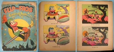 Libro para colorear Flip the Frog 1932 Ub Iwerks Saalfield Disney Mickey Mouse artista Foto 1 de 4