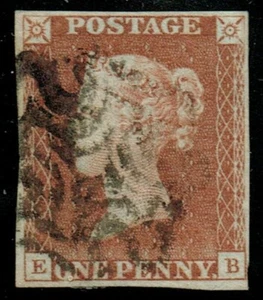 1841 1d Red Black Plate 9 EB 4m MX Variety Double B Very Fine Used Cat. £210.00 - Picture 1 of 1