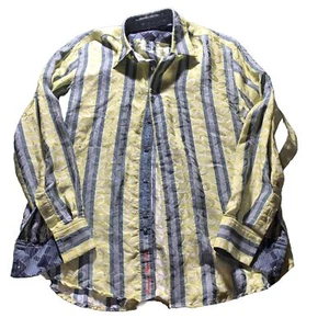 Robert Graham Hemd Herren MED Seide Flip Manschette Knopf Retro Party Club Disc oliv - Bild 1 von 12