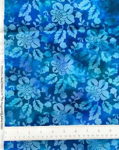 Blue Prism Floral Peony Cotton Quilting Fabric Fat Quarters - Picture 1 of 1