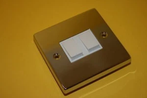 POLISHED CHROME 2 GANG 2 WAY SWITCH GOOD QUALITY ab2a1 - Picture 1 of 1