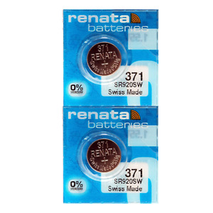 Renata 371 SR920SW 1.55V Silver Oxide Watch (2 Batteries) - Made in Switzerland