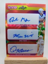 2023 Leaf Vivid DRAKE MAYE BO NIX QUINN EWERS Triple AUTO (7/8) MINT AUTOGRAPH 