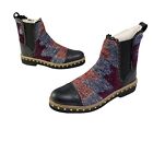 Free People Blue Leather Atlas Chelsea Boots Blue Kilim Woven NEW Box Size 37.5