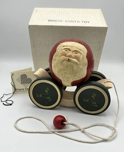 Vintage 1986/1988 Briere Design Original Hand Carved Wood Santa Ball & Cart - Picture 1 of 17