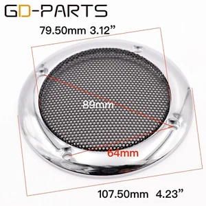3.5" Speaker Cover Subwoofer Car Audio Grill Mesh Decorative Circle Chrome 2PCS - Picture 1 of 1