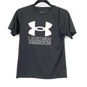 Under Armour Short Sleeve T-Shirt Boys Size Medium Black White Crew Neck - Picture 1 of 6
