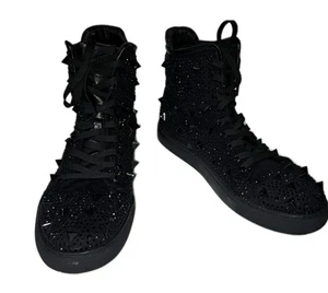 Men's J75 by Jump Soros Black High Top Sneakers Sequin Spike Studs Sparkle Sz 8 - Picture 1 of 8