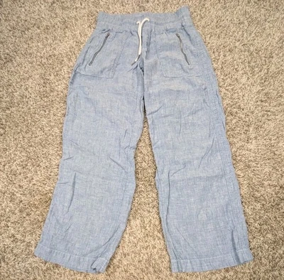 Athleta Pants Athleta Cabo Linen Wide Leg Pants Women 4P Blue Boho 4 Petite - Image 1 of 4