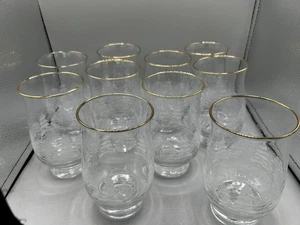 Libbey's Set Of 10 Christmas Snow Themed Etched Tumblers Gold Rim Arby's - Picture 1 of 6