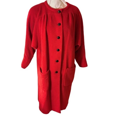 Vinage 1960 I. MAGNIN Italian Wool Cashmere Red  Coat SZ L/XL Christmas coat - Image 1 of 4