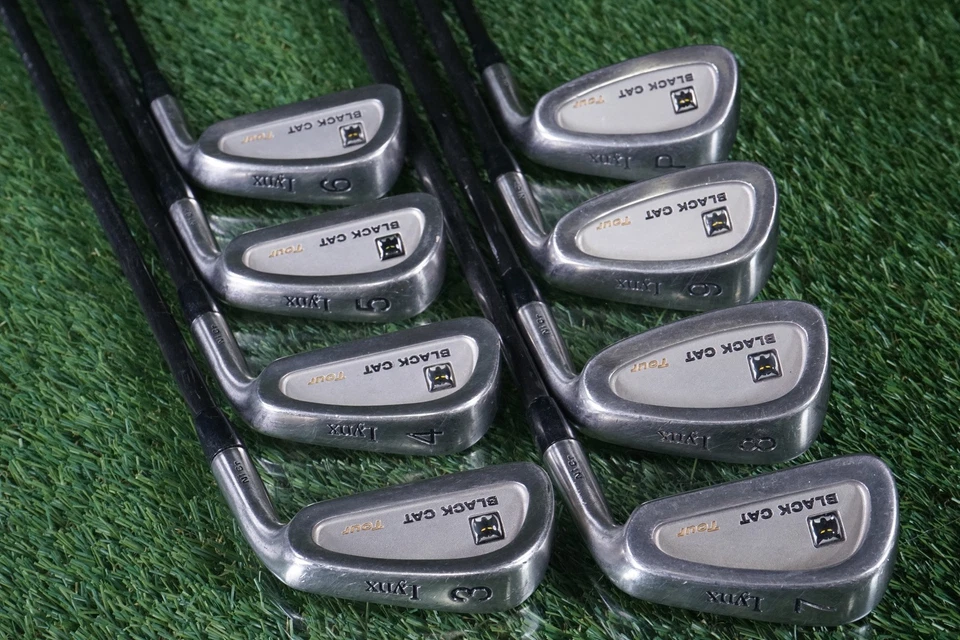 LYNX BLACK CAT TOUR IRONS 3-PW TRUE TEMPER DYNAMIC GOLD FILAMENT WOUND STIFF! - Image 1 of 4