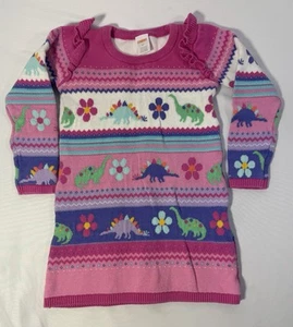 Gymboree Dinosaur Sweater Dress Dino Fairisle Pink Shirt Top Girls Sz 4T - Picture 1 of 11