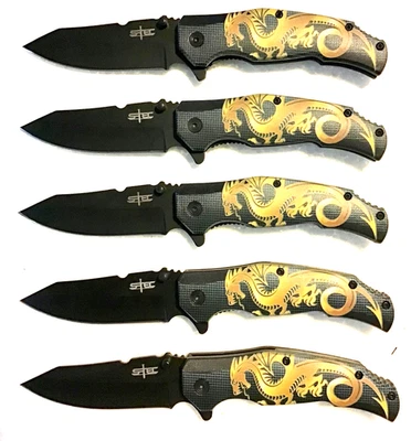 LOTE de 5 navajas de bolsillo nuevas navaja dragón apertura asistida acero inoxidable #12 Foto 1 de 4