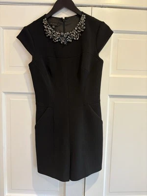 Ted Baker Evelin Black Embellished Neck Romper Shortall Sz 1 US 4 EUC - Изображение 1 из 4