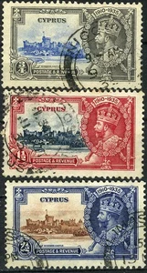 Cyprus 1935 Coronation Silver Jubilee King George Used (SC# 136-138) - Picture 1 of 1