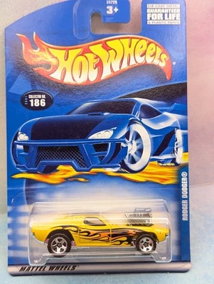 Hot Wheels Rodger Dodger #186 2001 🔥 amarillo; llamas; 5 hp∞ línea principal∞ Foto 1 de 3