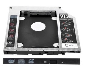 Universal 9.5mm SATA to SATA 2nd HDD SSD Hard Drive Caddy CD/DVD-ROM Optical Bay - Picture 1 of 9