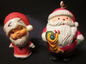 MR MRS VTG SANTA CLAUS Kringle Figurines 2 Ornament Holiday Free US Shipping 2" - Picture 1 of 5