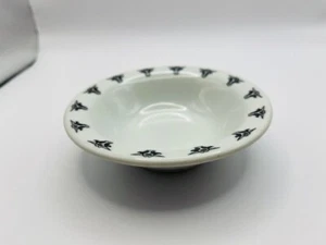 Sterling verglaste China Restaurant Geschirr Schüssel - weiß mit schwarzem Lenkkopf Design - Bild 1 von 8