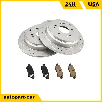 Rotores de freno traseros perforados pastillas de freno para Honda Odyssey 2005-2010 Foto 1 de 4