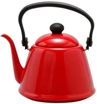 DK-200 Nodahoro Drip Kettle 2L Enamel Gas/IH compatible Narrow-mouth Japan Red - Image 1 of 4