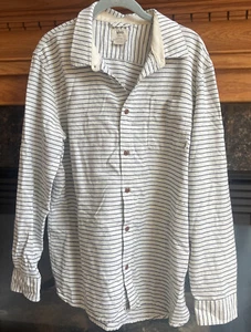 VANS Mens Blue Striped Dress Shirt L Classic Fit Slubs Skate Surf OFF THE WALL - Picture 1 of 14