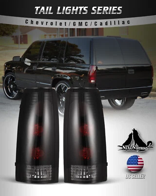 For 88-99 Chevy C/K1500 2500 3500 /95-00 Tahoe Tail Lights Rear Lamp Black/Smoke - Image 1 of 4