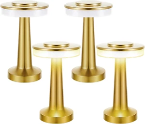 4 Pcs Portable Cordless Table Lamp with Touch Sensor 3 Color Stepless Dimming Re - Picture 1 of 7