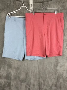 2 Paar PGA Tour Golf Herrenshorts rot und blau beide Größe 38 flach vorne - Bild 1 von 9