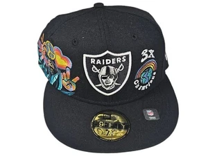 New Era 59Fifty Las Vegas Raiders "Blooming" Black Fitted Hat Cap Size 7 3/8 - Picture 1 of 7