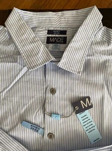MADE by Cam Newton Herren Hemd XXL Blau Gestreift Langarm Button Down Neu mit Etikett - Bild 1 von 5