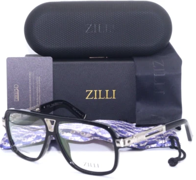 GAFAS AUTÉNTICAS ZILLI ZI60019 C02 AVIATOR NEGRAS BRILLANTES PLATEADAS 59-10 FRANCIA Foto 1 de 4