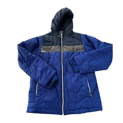 LANDS END Blue & Grey Boys Furry Fleece Lined Winter Jacket - Image 1 of 4