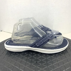 Clarks Sandals Women 40 Size 9 Shoes Thong Flip Flops Slip On Blue Adjust Cloud - Picture 1 of 11