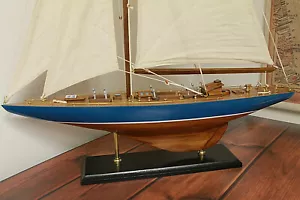 MODELLINO BARCA A VELA DA REGATA in LEGNO YACHT Lft 60 Cm COLLEZIONE IDEA REGALO - Foto 1 di 6