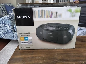 Sony CFD-S50 CD Boombox, Cassette Player, AM/FM Radio Black (Brand New) - Picture 1 of 7